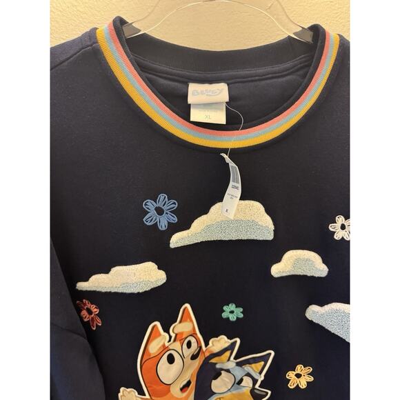 NEW BoxLunch Women’s Bluey Bingo Daisy Crew Neck Blue Sweatshirt Size X-Large - Picture 3 of 4